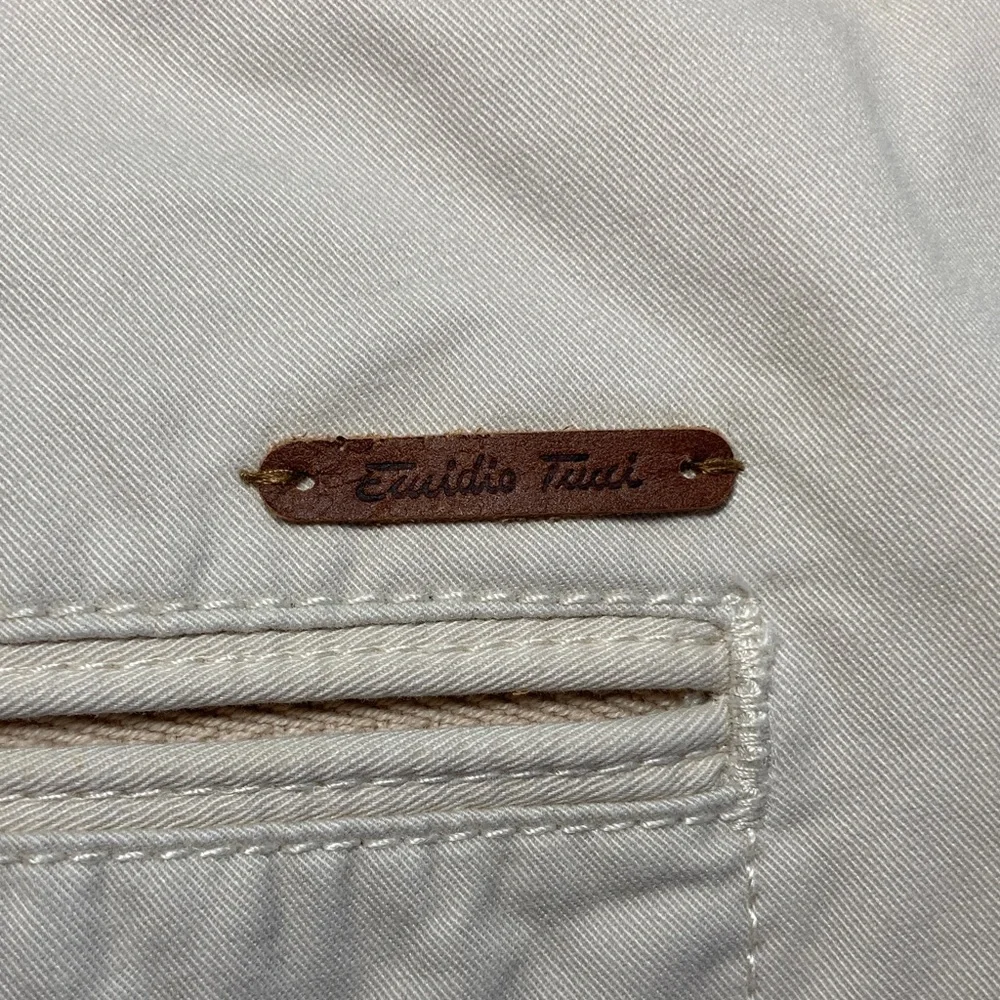 Emidio Tucci Mens Size 34 X 31 Cream Chino Flat Front Cotton Casual Pants